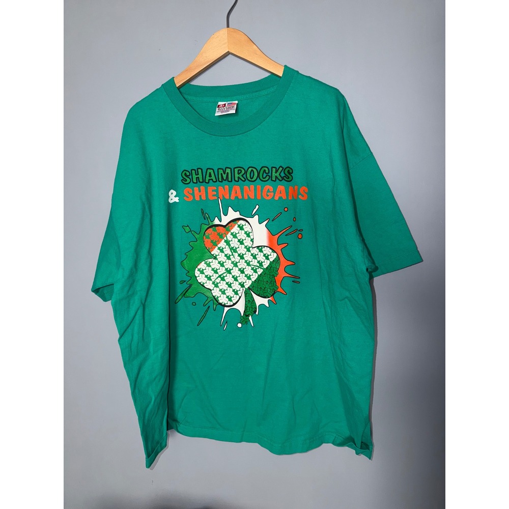 Bayside UAW Union Shamrocks Shenanigans Green‎ Graphic T-Shirt Mens 3XL USA Made
